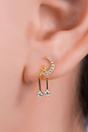 Gold Sterling Silver Star Moon Drop Earrings, Image 2 of 3