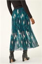 Petrol Blue Abstract Print Mesh Overlay Skirt, Image 5 of 6