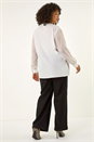 Ivory  Curve V-Neck Button Up Blouse, Image 4 of 6