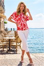 Pink Abstract Ruched Side Stretch Top, Image 2 of 4