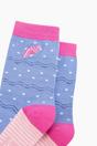 Blue Embroidered Conch Shell Combed Cotton Socks, Image 2 of 4