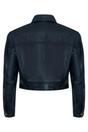 Black Womens Cropped Biker Leather Jacket, Image 3 of 4