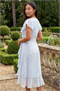 Blue Petite Ditsy Floral Frill Midi Dress , Image 3 of 4