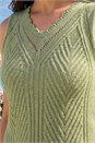 Khaki Scallop Knitted Vest, Image 4 of 4