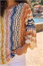 Multi  Petite Stripe Pointelle Knit Top, Image 4 of 4