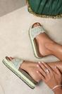 Green Erin Open Toe Embellished Strap Slide Platform Sandals, Image 3 of 8