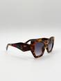 Brown Square Cat-Eye Sunglasses in Tortoiseshell, Image 2 of 4