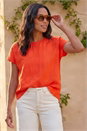 ORANGE Buttoned Back Shell Top, Image 1 of 4