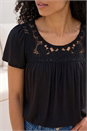 Black Crochet Panel Stretch Top, Image 4 of 4