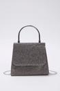 Dark Grey Embellished Mini Clutch Bag with Stone Detailing, Image 2 of 4