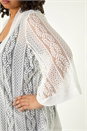 Ivory  Curve Crochet Knit Cardigan, Image 5 of 5