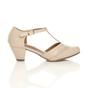 Natural AJVANI Natural Mid Heel Comfort T-Bar Brogue 2 Part Heels, Image 2 of 6