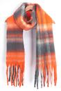 Orange Tartan Tasselled Winter Scarf, Image 2 of 3