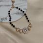Gold Large Zircon Heart Charm Beaded Adjustable Bracelet, Image 2 of 2