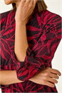 Red Leaf Print Pleated Top, Image 5 of 5