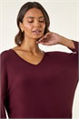 Burgundy V-Neck Jersey Stretch T-Shirt, Image 4 of 5