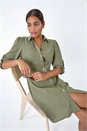 Khaki Short Belted Shirt Dress, Image 1 of 7