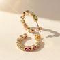 Multi Multicolour Gemstone Gold Plated Hoop Earrings, Image 4 of 5