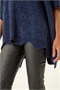 Navy  Chenille Roll Neck Oversized Knit Tunic, Image 5 of 5