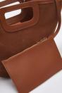 Brown Stitch Detail Structured Tote Bag with Cut Out Handle, Image 3 of 3