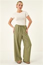 Khaki Petite Pull On Woven Trouser, Image 2 of 5