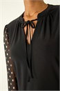 Black Chiffon Foil Spot Top, Image 5 of 5