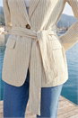 Stone Dusk Stripe Tie Belt Blazer, Image 4 of 5