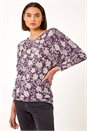 Pink Floral Banded Hem Snit Top, Image 1 of 5