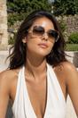 Beige SVNX Beige Round Square Side Detail Sunglasses In Champagne, Image 5 of 5