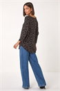 Black Spot Print Stretch Top, Image 4 of 5