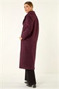 Burgundy Textured Buttoned Boucle Coat, Image 4 of 6