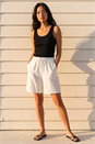 White Petite Linen Blend Drawstring Shorts, Image 1 of 4