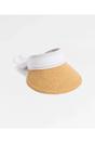 White Misha - Chiffon Tie Straw Visor - White, Image 3 of 3