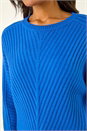 Royal Blue Ribbed Chevron Print Batwing Jumper, Image 5 of 5