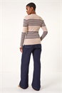 Camel  Stripe Ribbed Crew Jumper, Image 3 of 5