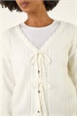 Ivory  Bow Front Buttoned Knit Cardigan, Image 5 of 5