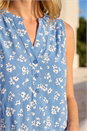 Blue Floral Puff Print Vest Top, Image 4 of 4