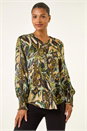 Green Abstract Print Foil Shirt , Image 5 of 7