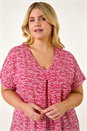 PINK Curve Pleat Front Printed Stretch Top, Image 4 of 5