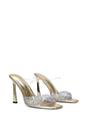 Gold XY LONDON Gold 'Lois' Square Open Toe Rhinestone Perspex High Heeled Mules, Image 4 of 5