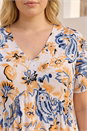 Blue Curve V-Neck Tiered Dress, Image 4 of 4