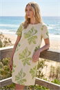 Green Embroidered Floral Shift Dress, Image 1 of 4