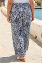 Navy  Curve Ikat Print Wide Leg Trouser, Image 3 of 4