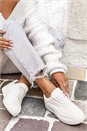 White Sporty Lace Up Trainer, Image 3 of 5