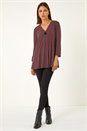 Red Geometric Print Button Detail Top, Image 6 of 6