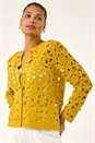 Yellow Crochet Knit Cardigan, Image 3 of 4