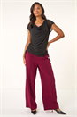Black Sparkly Cowl Neck Stretch Top, Image 2 of 5