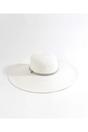 White Romero - Rhinestone Belt Straw Floppy Hat - White, Image 2 of 2