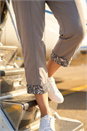 Taupe Contrast Trim Cropped Trouser, Image 4 of 4