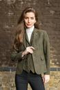 Olive Infinity Leather Olive Women's Olive Tweed Herringbone Check Blazer, Image 3 of 7